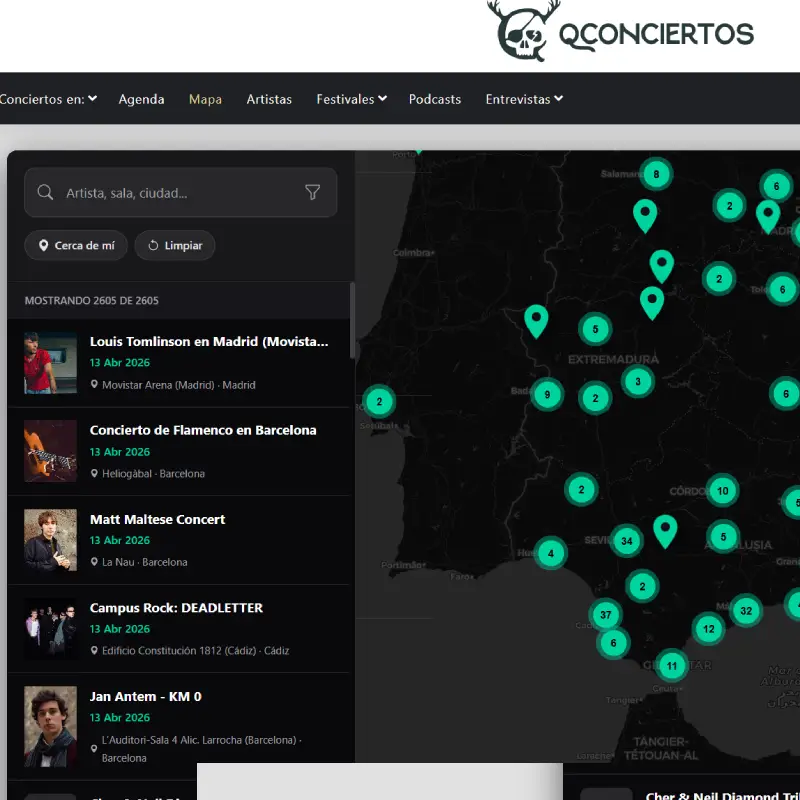 Agenda Musical Qconciertos automatización web en sanlucar de barrameda Cadiz por ?Martos Aranda