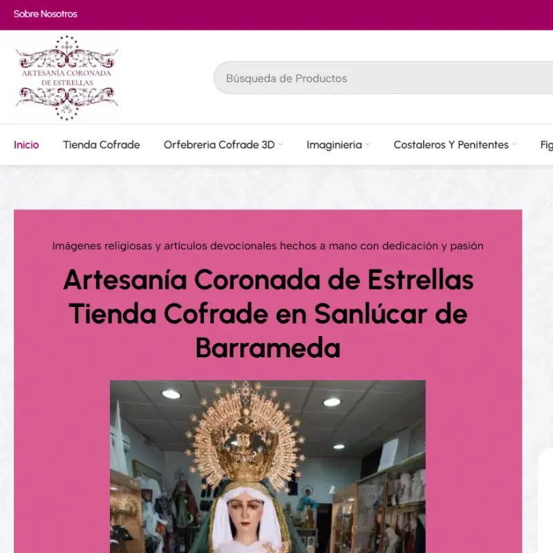 Diseño de tienda online responsive cofrade en sanúcar de Barrameda