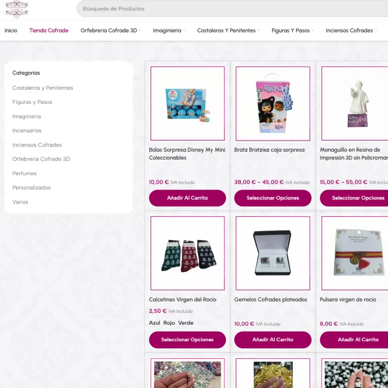 Diseño de tienda online responsive cofrade en sanúcar de Barrameda