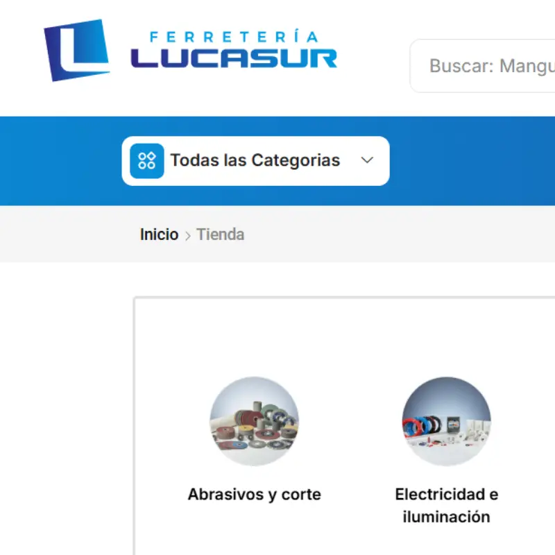 Ferretería Lucasur: diseño web de tienda online en sanlúcar Martos Aranda