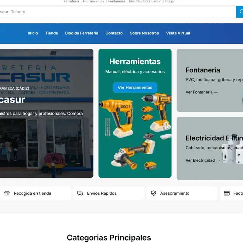 Ferretería Lucasur: diseño web de tienda online en sanlúcar Martos Aranda