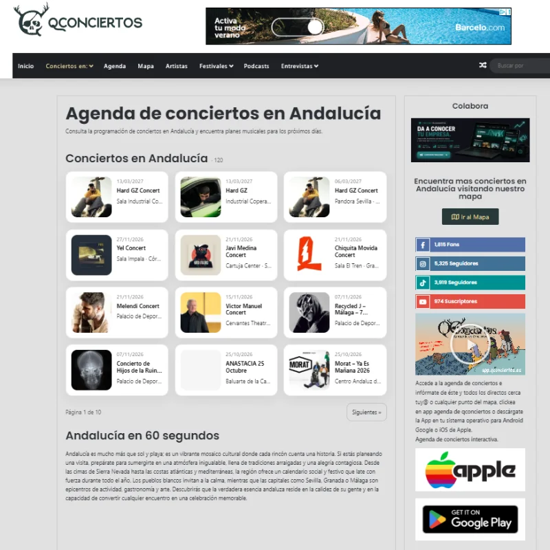 aplicacion de agenda de conciertos diseño web y aplicaciones app apps para movil por Martos Aranda en Cádiz