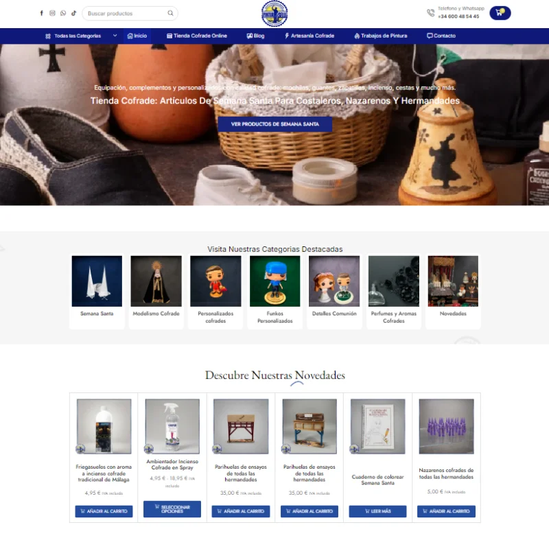 Diseño web de tienda online tienda cofrades hermanos garcia en sanlúcar de Barrameda por Martos Aranda