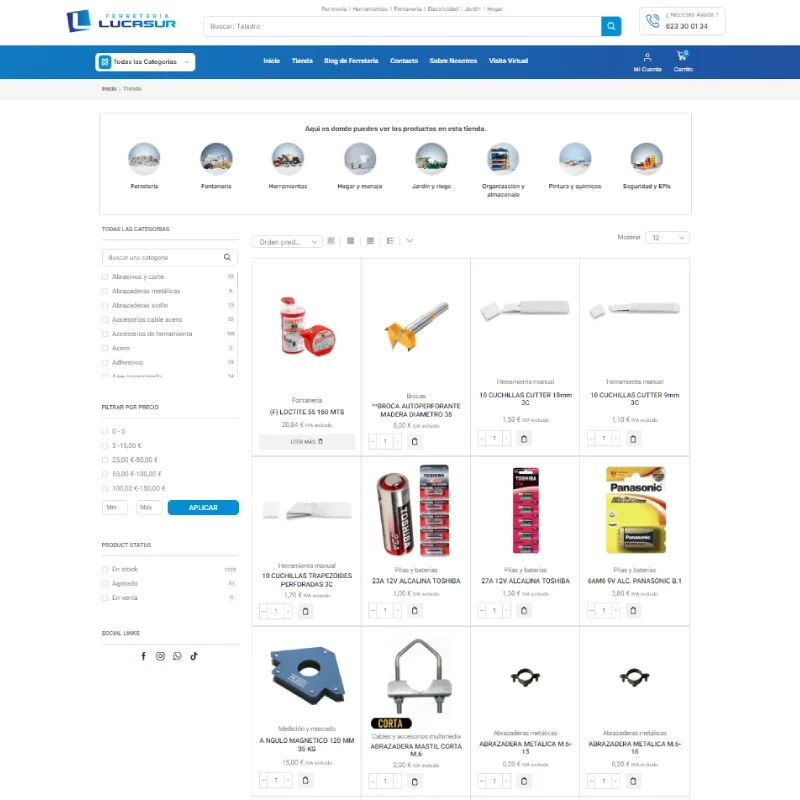 Diseño tienda online ferreteria lucasur por martos aranda en sanlucar de barrameda cadiz andalucia